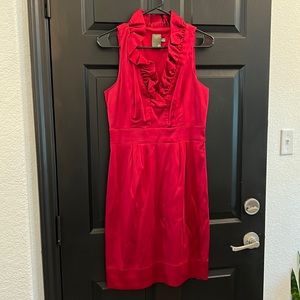 Taylor Red Ruffled Satin Cocktail Party Evening Dress Sleeveless Elegant Size 6